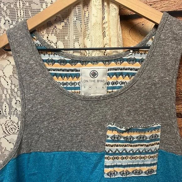 On the Byas Gray and Blue Tank Top (086) - Picture 3 of 9